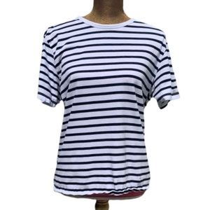 TOPMAN Blue and White Striped Short Sleeve Top Size S
